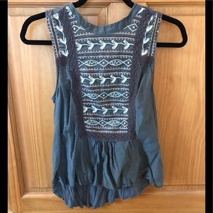 Anthropologie Sleeveless Embroidered Top by Tiny